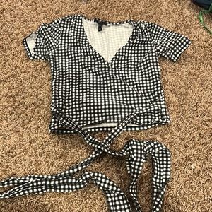 Black and White Tie Around Top Forever 21